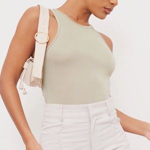Sage Green ponte racer back thong bodysuit